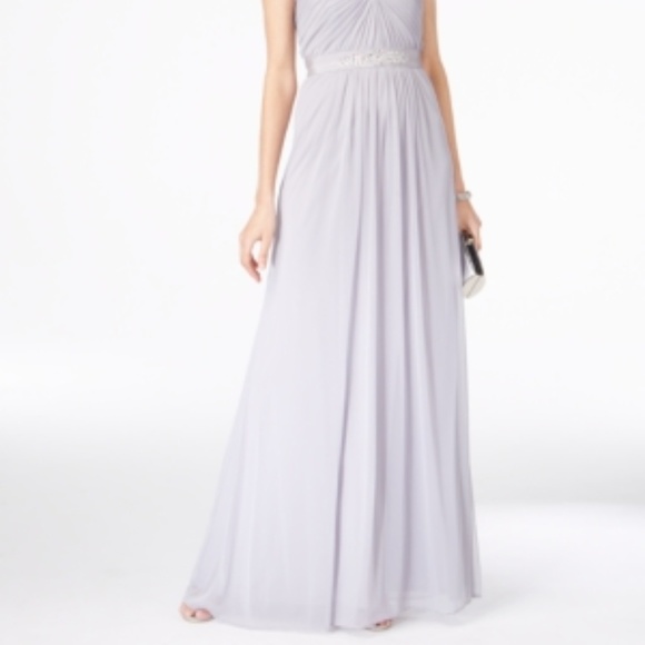 NWT Adrianna Papell Gray Beaded Strapless Gown - Picture 2 of 7